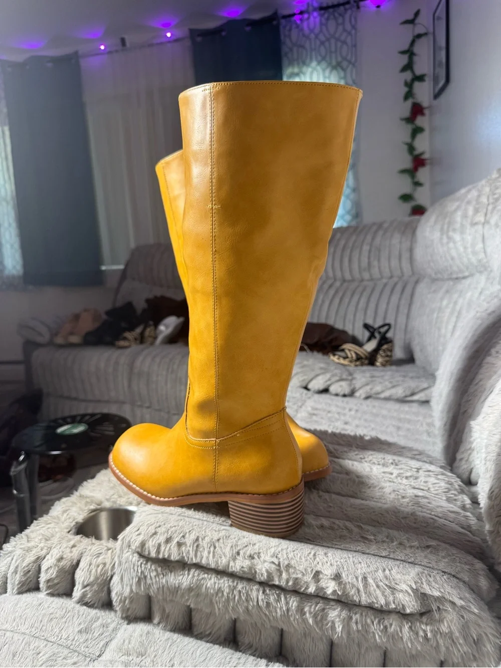 Women's Over-the-Knee Riding Boots in Mustard Yellow
